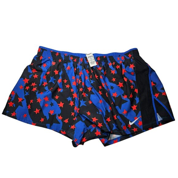 Nike NWT Dri-Fit Lined Running Shorts Womens Size 2X Star Print Red White Blue - Picture 1 of 10